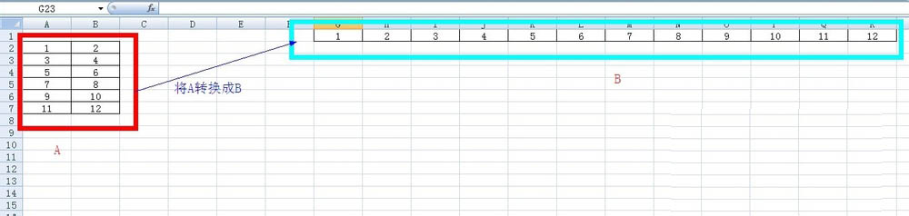 excel怎么将两列数据变成一行数据呢? ></p>